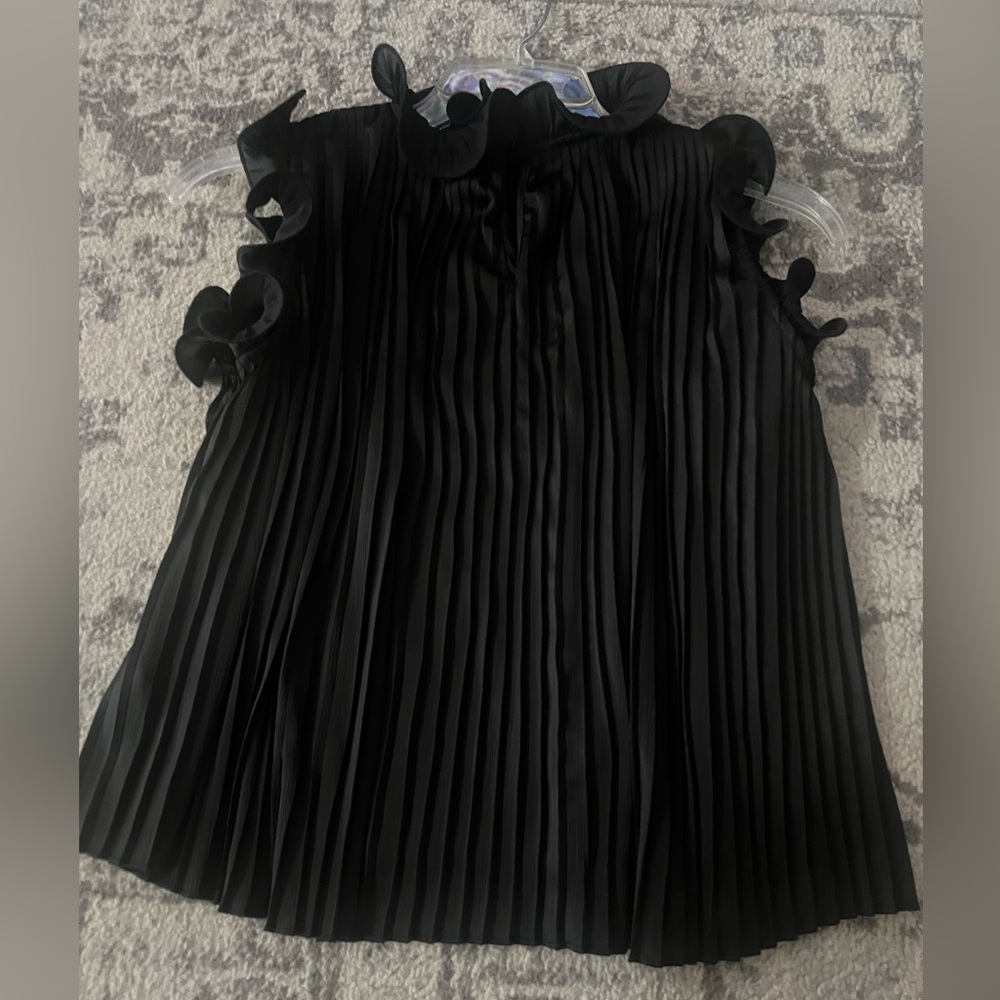 Glamour Black Sleevless Ruffle Blouse